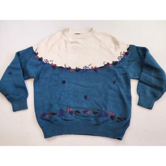 Vintage Northern Reflections S Sweater Fair Isle Embroidered Leaf Granny Jumper - Picture 1 of 8
